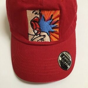 The Black Keys Rock Band Hat Strap Back Cap Red Canvas Lollipop Adjusts RARE NEW